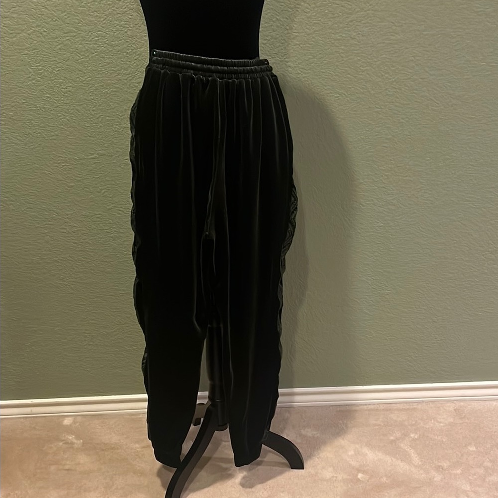 Elegant Dark Green Velvet Pants